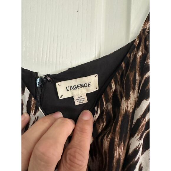 L’Agence Brown Leopard Print Jodie Sauvage Silk Bias Cut Slip Dress Size Small - Picture 6 of 15